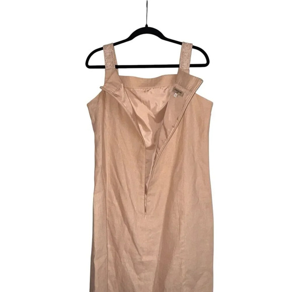 Evan-Picone Sz 12 Linen Sheath Dress Beaded Office Neutral Light Academia - Picture 9 of 13